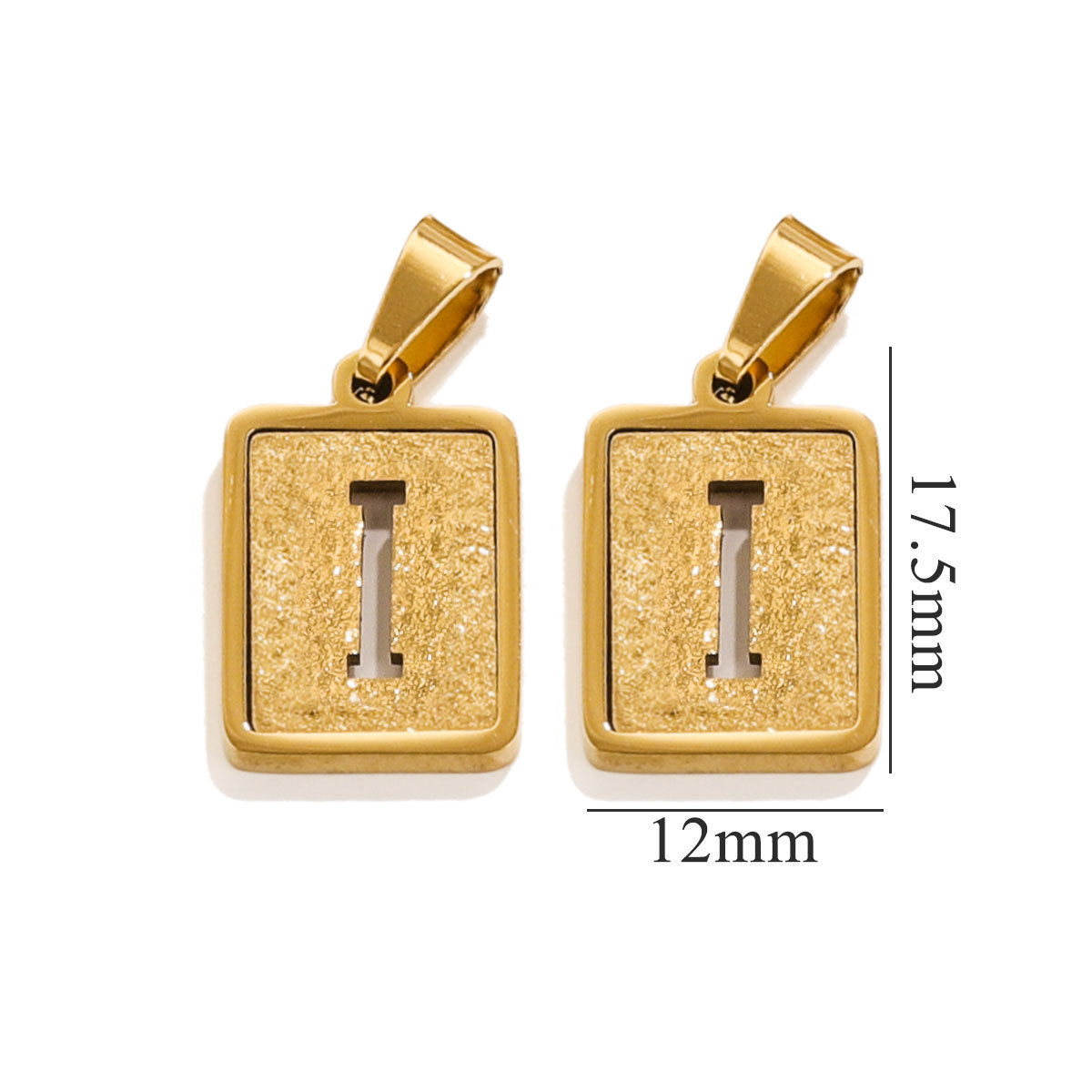 Gold color / 1 Piece Simple Fashionable Style Square Letter I Shape Titanium Steel  Gold Color Unisex Pendant Picture9